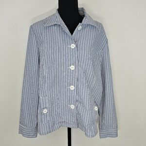 Drapers Damons Striped Button Up Blouse Long Sleeve Lightweight Cardigan